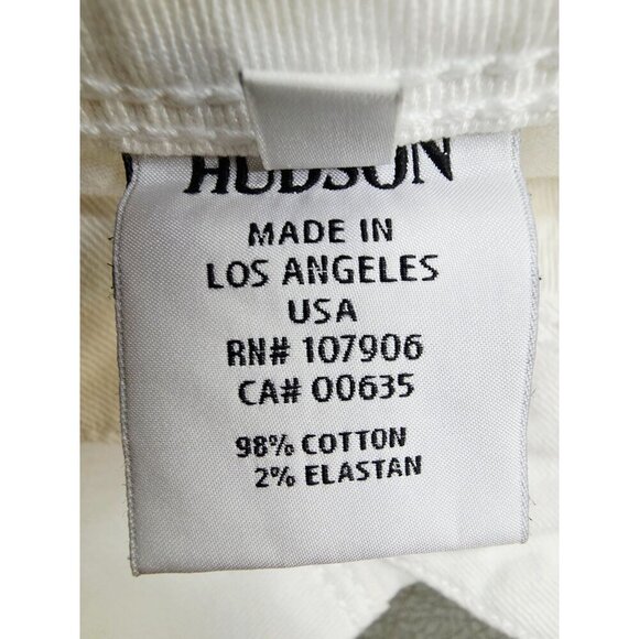 Hudson Size 27X32 Women White Collin Skinny 12" Leg Opening Denim Logo Jeans USA - Picture 12 of 14